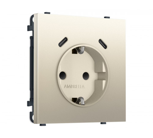 Комплект механизма электрической розетки SIGMA Шёлк 2USB С+C 20W Ambrella Volt MS550510 (SP5505, PR165)