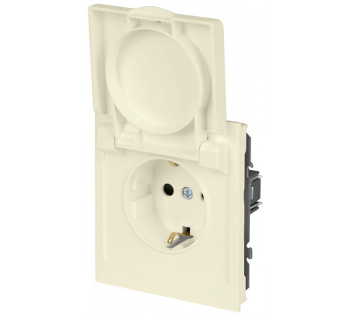 Розетка Эра Arktik 16-2103-02 с заземлением 2P+E Schuko со шторками с крышкой 16А-250В слоновая кость Б0070435