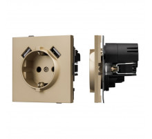 Механизм розетки с USB зарядкой Arlight SCT-TENDO-MUAA-SFPL-GD (230V, 16A) 054604