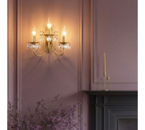 Бра Eurosvet Alda 3305/3  латунь/прозрачный хрусталь Strotskis a072113