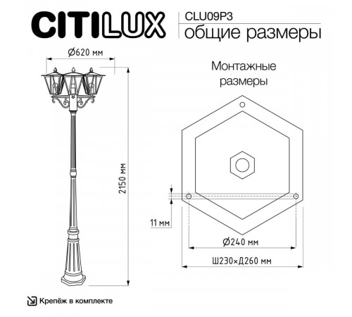 Парковый светильник Citilux Forts CLU09P3 Парковый светильник Citilux Forts CLU09P3