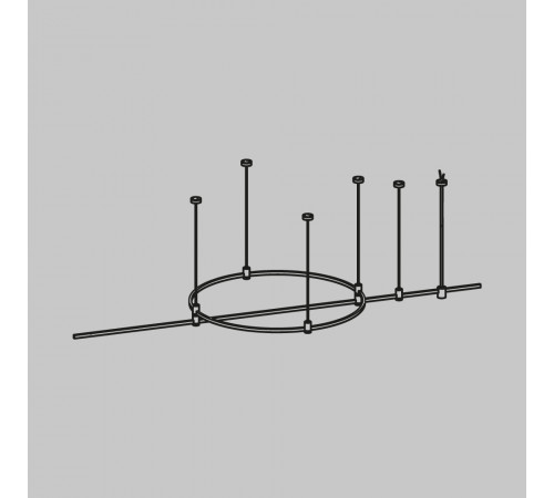 Основание круглое+прямое  на тросовых подвесах Hang для трековых светильников Maytoni Technical Flarity TFC-Flar-H05-BS