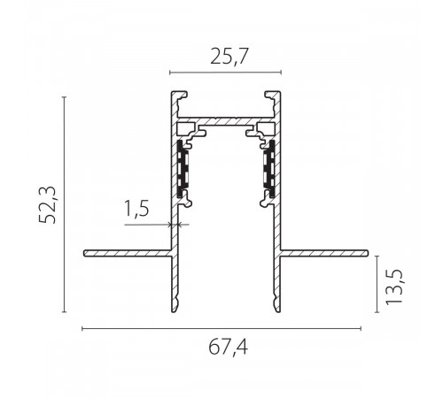 Шинопровод 4-контактный встраиваемый со стыковочным пазом 48V 2м (Заглушки и декоративный экран в комплекте) Lightstar Uno Pro 509227P