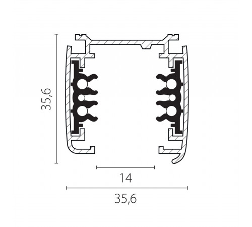Шинопровод шестиконтактный трехфазный со стыковочными пазами, 2м Lightstar Quattro/DALI/ 504028-DALI
