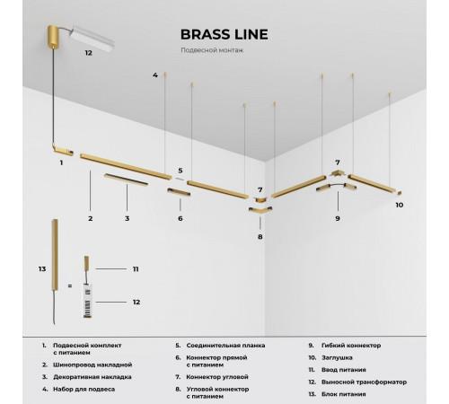 Шинопровод магнитный накладной Elektrostandard Brass Line 85227/00 4690389219085 a072146