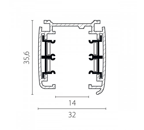Шинопровод четырехконтактный трехфазный стыковочными пазами (плоские медные жилы), 2м Lightstar Quattro 504028-F