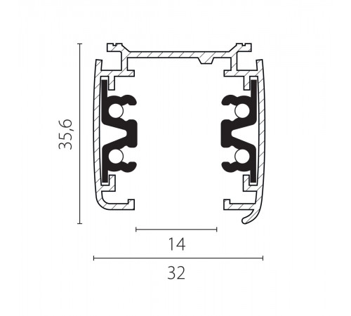 Шинопровод четырехконтактный трехфазный стыковочными пазами (круглые медные жилы), 2м Lightstar Quattro 504025-R