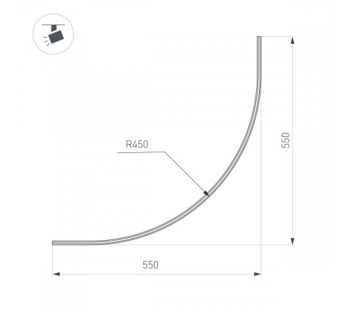 Шинопровод магнитный накладной  Arlight MAG-MICROCOSM-TRACK-1115-ARC-R900 (BK) (IP20 Металл) 043248(1)