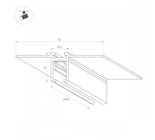 Шинопровод магнитный встраиваемый Arlight MAG-MICROCOSM-TRACK-4115-FDW-2000 (WH) (IP20 Металл) 062719