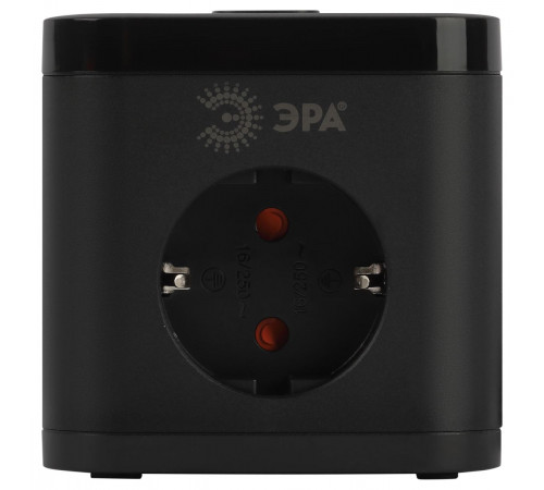 Сетевой фильтр ЭРА CUBE-3es-1,5m-4USB-B куб с заземлением с выключателем 3 розетки+4xUSBA+C 1,5м 16А черный Б0069074