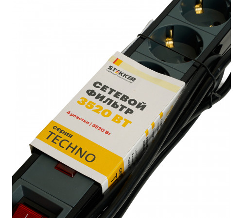 Сетевой фильтр 3-местный с/з Stekker Techno HM22-31-02 50153 Сетевой фильтр 3-местный с/з Stekker Techno HM22-31-02 50153