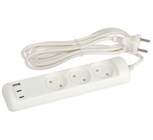 Удлинитель Эра U-3-3m-USB-W 3 розетки + 3xUSB A+C 3м 10А белый