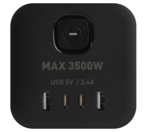 Сетевой фильтр ЭРА CUBE-3es-1,5m-4USB-B куб с заземлением с выключателем 3 розетки+4xUSBA+C 1,5м 16А черный Б0069074