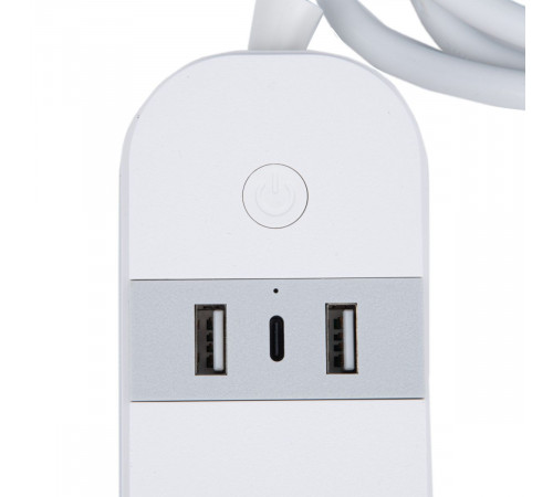 Умный сетевой фильтр Uniel UL-00011386 Wi-Fi. 1.8м Пвс 3х1.5. 4 гнезда. с-з. 2USB+Type-C 5В 3A 16A 3680Вт P-GCL4-1,8 A201/UC/WF WHITE