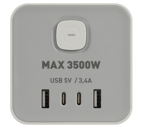 Сетевой фильтр ЭРА TWR-8es-1,5m-4USB-W башня с защитой заземлением с выключателем 8 розеток+4xUSBA+C 1,5м 16А белый Б0069071