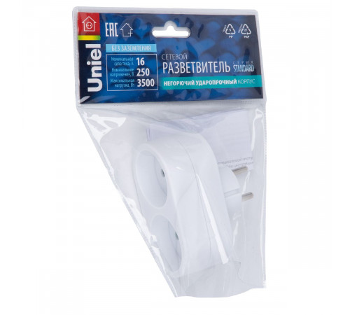 Сетевой разветвитель Uniel S-ES2-16O WHITE UL-00011233 Сетевой разветвитель Uniel S-ES2-16O WHITE UL-00011233