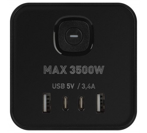 Сетевой фильтр ЭРА TWR-8es-1,5m-4USB-B башня с защитой заземлением с выключателем 8 розеток+4xUSBA+C 1,5м 16А черный Б0069072