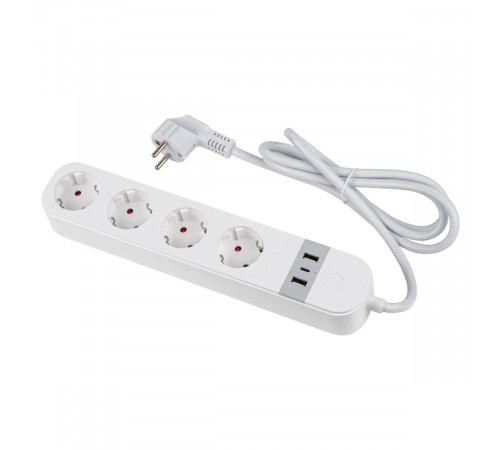 Умный сетевой фильтр Uniel UL-00011386 Wi-Fi. 1.8м Пвс 3х1.5. 4 гнезда. с-з. 2USB+Type-C 5В 3A 16A 3680Вт P-GCL4-1,8 A201/UC/WF WHITE