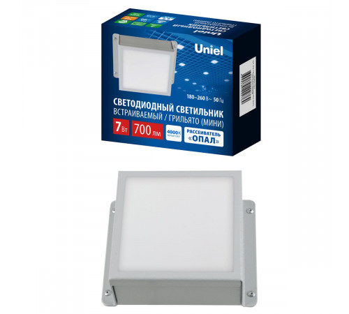 Встраиваемый светильник Uniel ULP-1010-7W/4000K IP54 GRILYATO OPAL WHITE UL-00012839