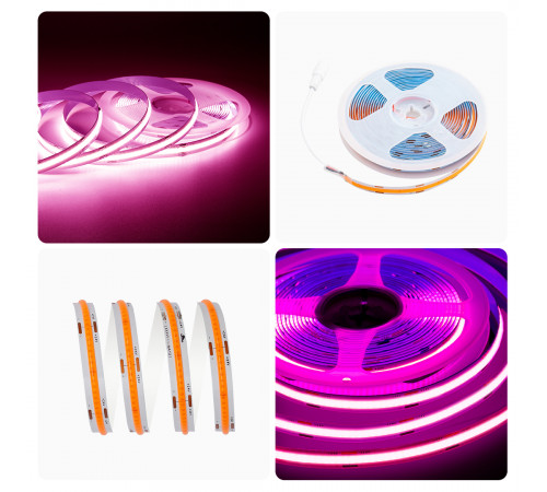 Светодиодная лента Apeyron 3м, 24В, 11Вт/м, COB, 352д/м, IP20 Розовый 186ОО