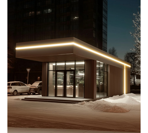 Комплект светодиодной ленты Apeyron 220В 10Вт/м, 600лм/м, 3000К (т/б), SMD2835, 120д/м, 15м, IP65 10-143 (сетевой шнур, заглушка - 1шт, крепеж - 15шт)