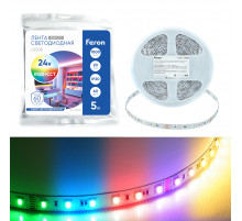 Лента светодиодная 24V Feron LS508, 60*SMD5050, 20W/m, IP20, RGB+2300К+6500K 53336