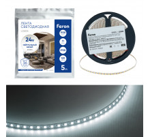 Светодиодная лента 24V Feron LS505 , 120*SMD2835, 11W/m, IP20, 4000К (белый нейтральный) 53055