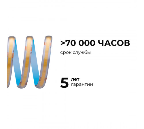 Светодиодная лента Apeyron 24В COB 12Вт/м 3000К 5м IP65 00-390