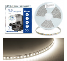 Светодиодная лента 24V Feron LS501, 120*SMD2835, 11W/m, IP20, 4000К (нейтральный белый) 53087
