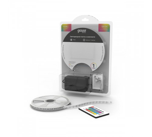 Светодиодная лента Gauss Basic 12В 5050 10Вт/м RGB 3м IP20 BT041