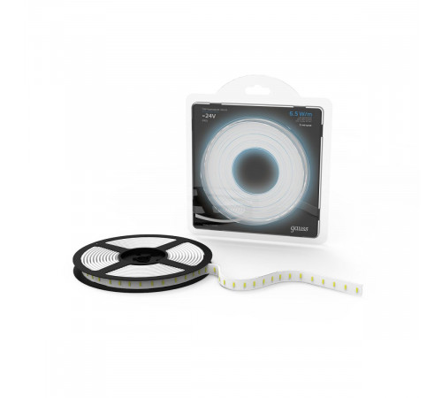 Светодиодная лента Gauss LED 2835/120-SMD 6.5W 24V DC 600lm/m 5000K IP65 (блистер 5м)311000265