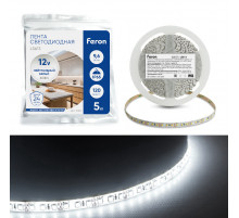 Светодиодная лента Feron LS613 120SMD(2835)/m 9.6W/m 12V 5m 4000К 51637