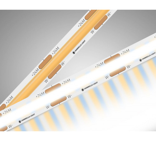 Светодиодная лента Ambrella Light Illumination COB 608Led/ 12W m/ 24V IP20 CCT 3000-6500K/ 5m*8mm*2.2mm (3 конт.) GS4901