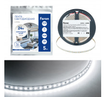 Светодиодная лента 24V Feron LS506, 120*SMD2835, 11W/m, IP20, 4000К (нейтральный белый) 53058