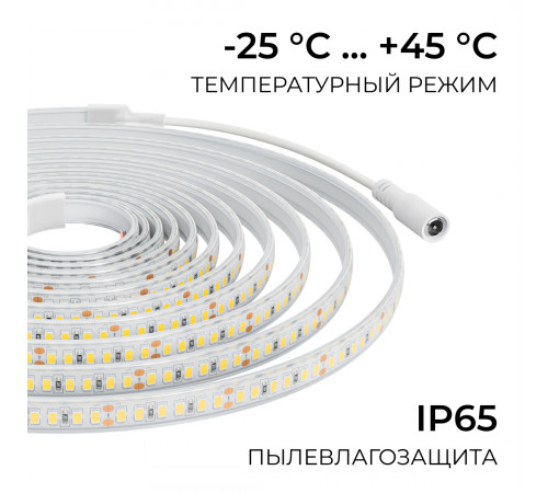 Светодиодная лента Apeyron 24В, 12 Вт/м, 1000 лм/м, 6500К, smd2835, 180 д/м, IP65, 5м 00-449
