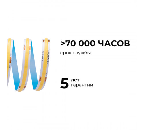 Светодиодная лента Apeyron 24В COB 15Вт/м 6500К 10м IP20 00-485 Светодиодная лента Apeyron 24В COB 15Вт/м 6500К 10м IP20 00-485
