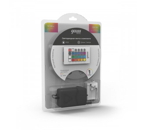 Светодиодная лента Gauss Basic 12В 5050 10Вт/м RGB 3м IP20 BT041