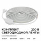 Комплект светодиодной ленты Apeyron 220В 10Вт/м, 600лм/м, 6500К (х/б), SMD2835, 120д/м, 13,5х7мм, 5м, IP65, с аксесcуарами (сетевой шнур, заглушка - 1шт, крепеж - 5шт) 10-142