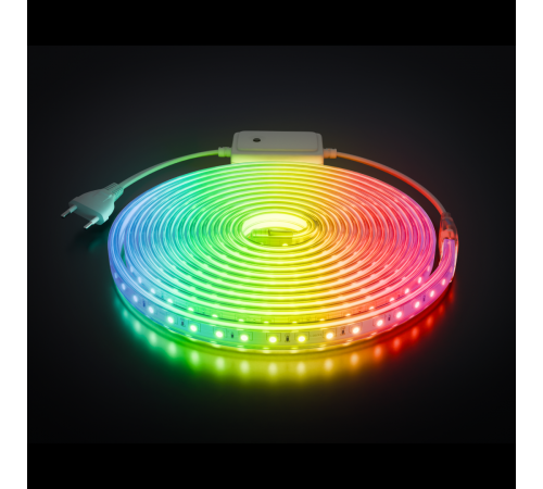 Комплект светодиодной ленты Apeyron 220В 12Вт/м, RGB, SMD5050, 60д/м, 5м, IP65 10-146 (контроллер - 1шт, заглушка - 1шт, крепеж - 5шт)