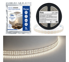 Светодиодная лента двухрядная Feron LS509 288SMD(2835)/м 30Вт/м 24V 4000К IP20 53476