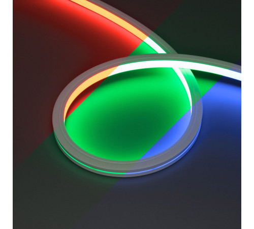 Светодиодная лента герметичная Arlight MOONLIGHT-PRO-TOP-X360-16x16mm 24V RGB (12 W/m, IP67, 10m, wire x2) (Вывод боковой) 054975