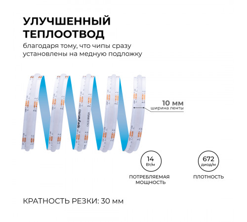 Светодиодная лента Apeyron 24В COB 14Вт/м RGB 5м IP20 00-493