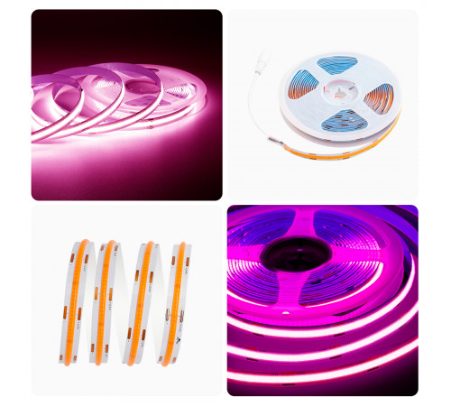 Светодиодная лента Apeyron 2м, 24В, 14Вт/м, COB, 512д/м, IP20 Розовый 205ОО