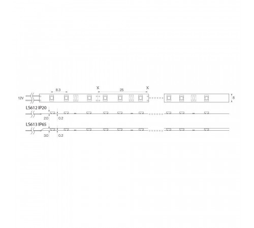Светодиодная лента Feron LS613 120SMD(2835)/m 9.6W/m 12V 5m 4000К 51637