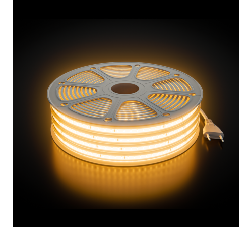Комплект светодиодной ленты Apeyron 220В 10Вт/м, 600лм/м, 3000К (т/б), SMD2835, 120д/м, 15м, IP65 10-143 (сетевой шнур, заглушка - 1шт, крепеж - 15шт)