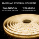 Светодиодная лента Apeyron 24В, 14,4 Вт/м, 1200 лм/м, 3000К, smd2835, 240 д/м, IP65, 5м 00-503