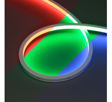 Светодиодная лента герметичная Arlight MOONLIGHT-PRO-TOP-X360-13x12mm 24V RGB (12 W/m, IP67, 10m, wire x2) (Вывод боковой) 055310