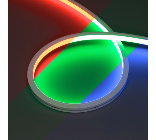 Светодиодная лента герметичная Arlight MOONLIGHT-PRO-TOP-X360-13x12mm 24V RGB (12 W/m, IP67, 10m, wire x2) (Вывод боковой) 055310