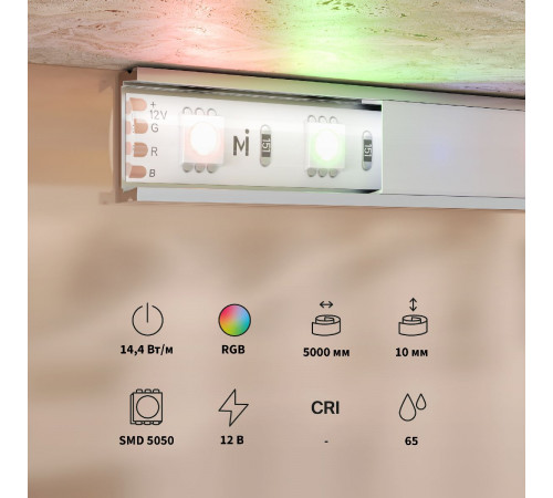 Светодиодная лента Maytoni Base 12В 5050 14,4Вт/м RGB 5м IP65 201196