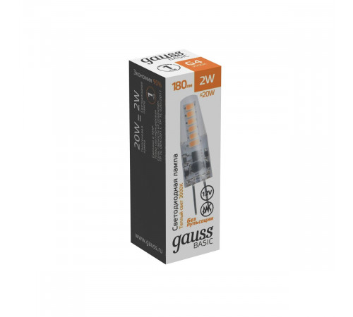 Светодиодная лампа Gauss Basic G4 2W 3000K 1159712 Светодиодная лампа Gauss Basic G4 2W 3000K 1159712